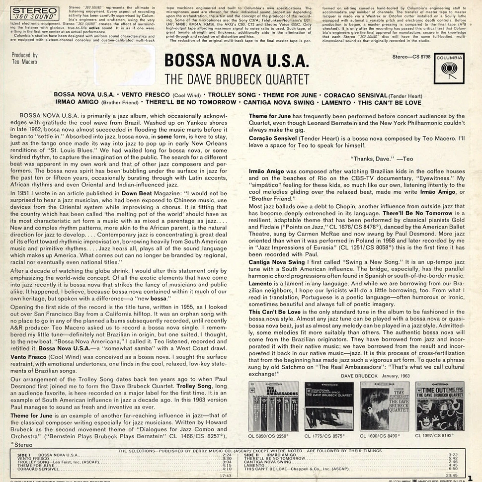 The Dave Brubeck Quartet - Bossa Nova U.S.A.