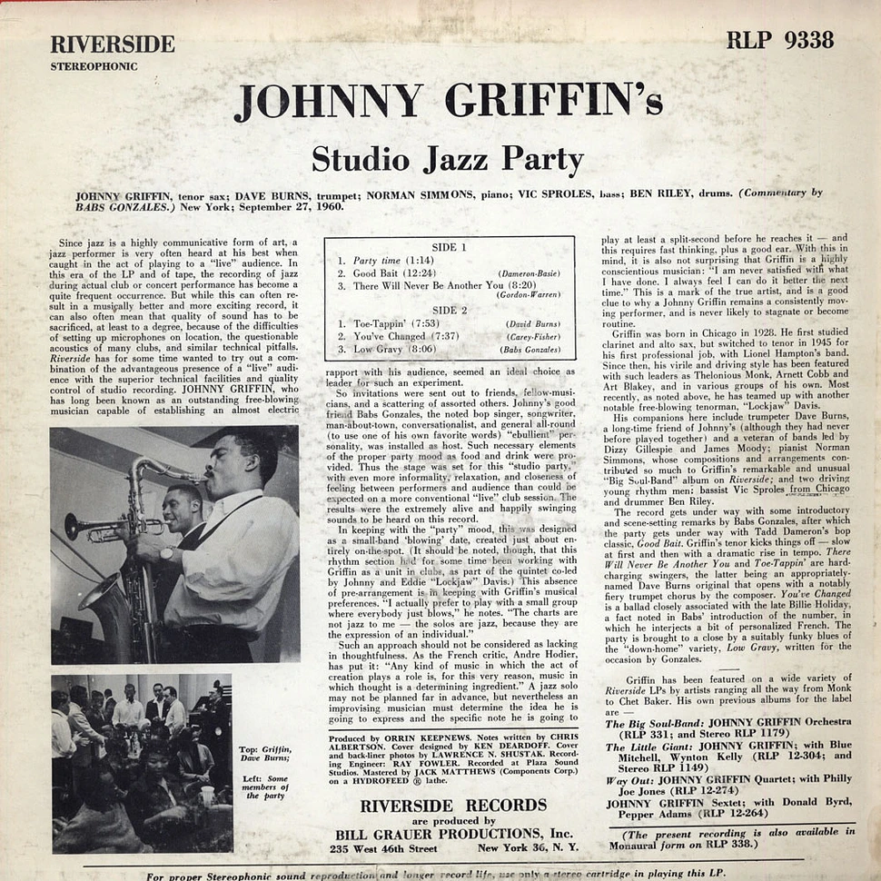 Johnny Griffin - Studio Jazz Party