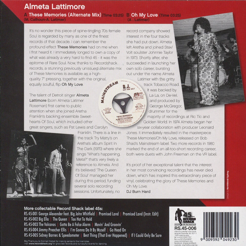 Almeta Lattimore - These Memories (Alternate Mix)