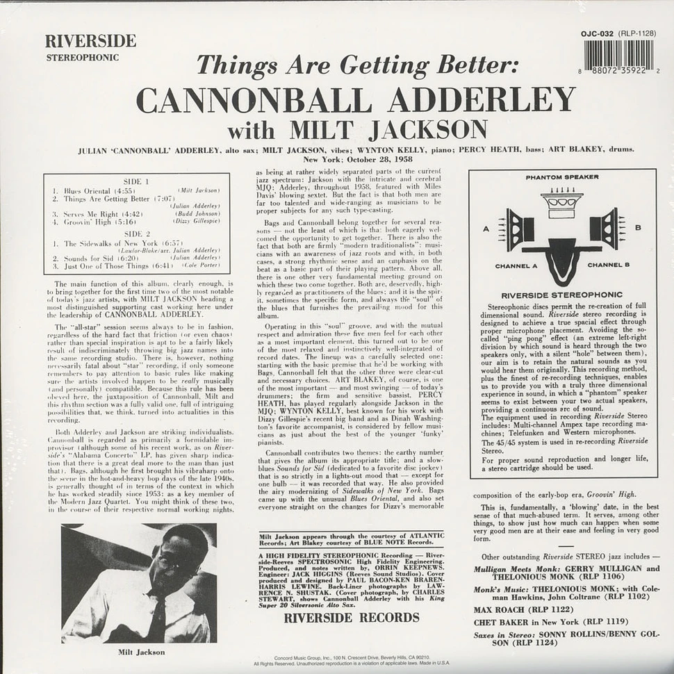 Cannonball Adderley / Milt Jackson - Things Are Getting Better