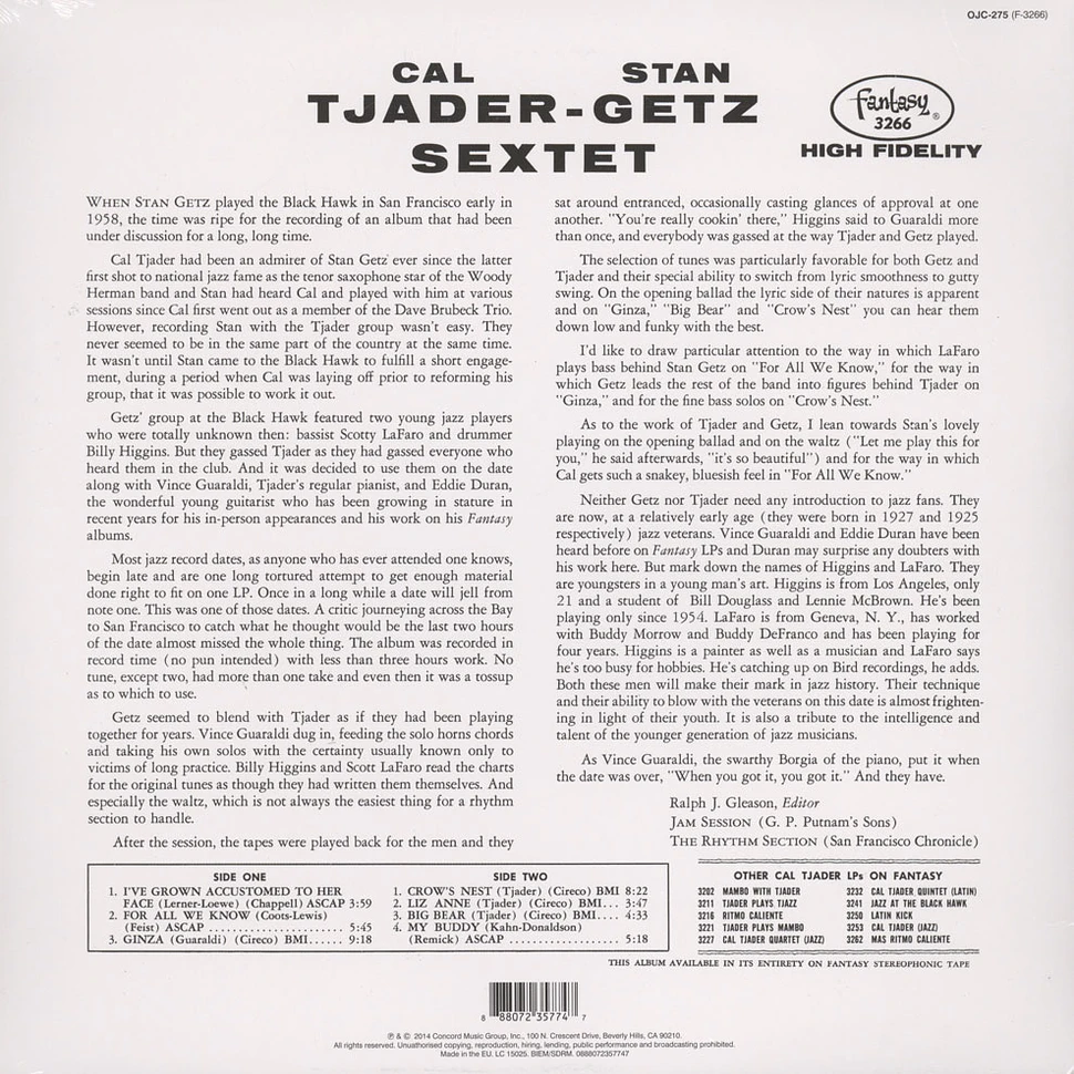 Stan Getz / Cal Tjader - Stan Getz / Cal Tjader Back To Black Edition