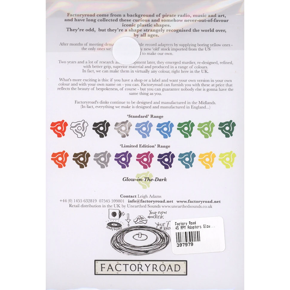 Factory Road - 45 RPM Adapters Glow In The Dark (Pack of 9)
