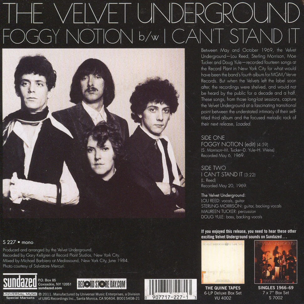The Velvet Underground - Foggy Notion / I Can't Stand It Mono colored Vinyl Edition