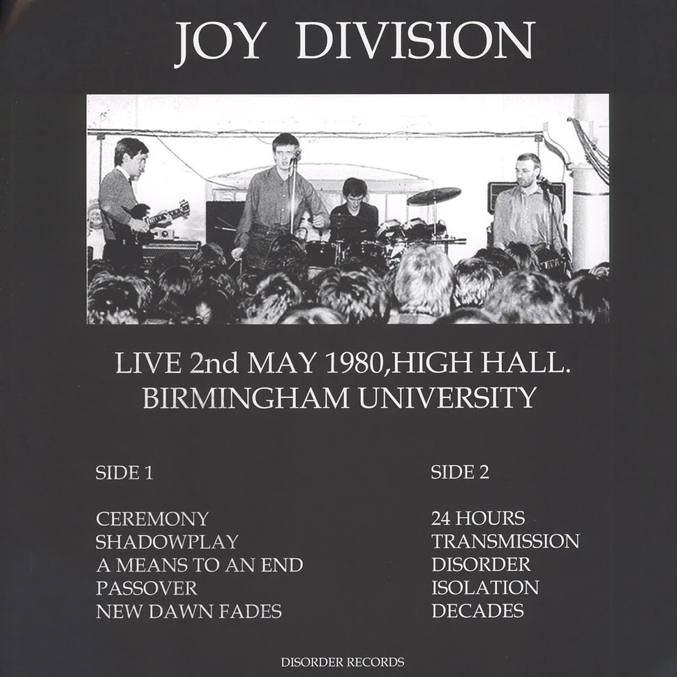 Joy Division - Live, 2nd May 1980, Highhall, Birmingham University