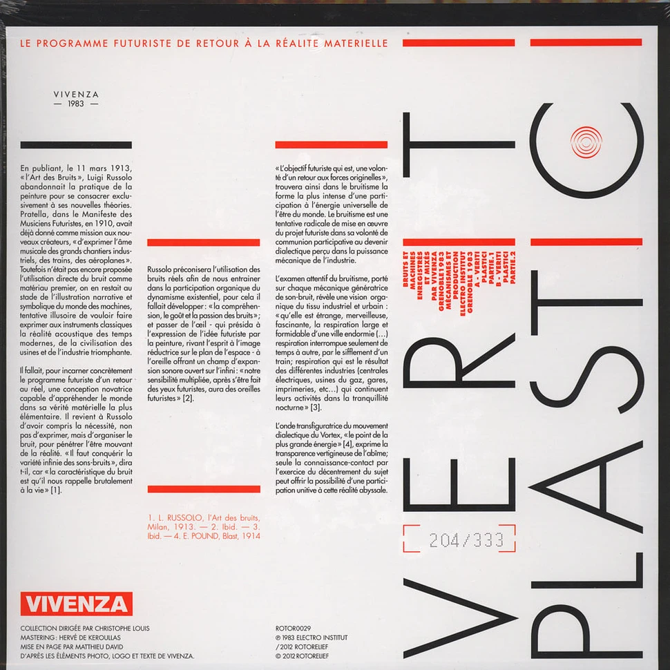 Vivenza - Veriti Plastici White Vinyl Edition