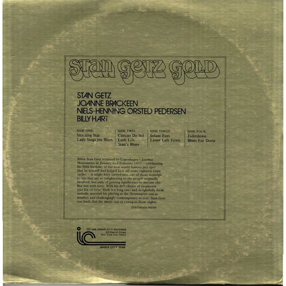 Stan Getz Quartet - Stan Getz Gold ..." Happy 50th Stan" - A Celebration, Live At Montmartre