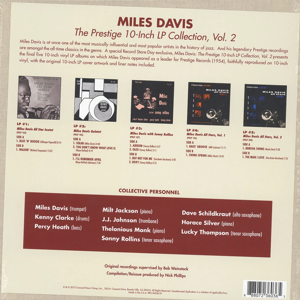 Miles Davis - The Prestige 10'' Collection: Volume 2