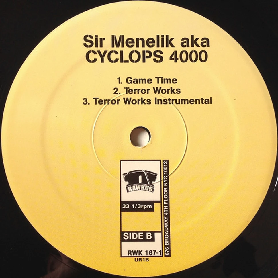 Sir Menelik AKA Cyclops 4000 - Space Cadillac Remix b/w Terror Works / Game Time