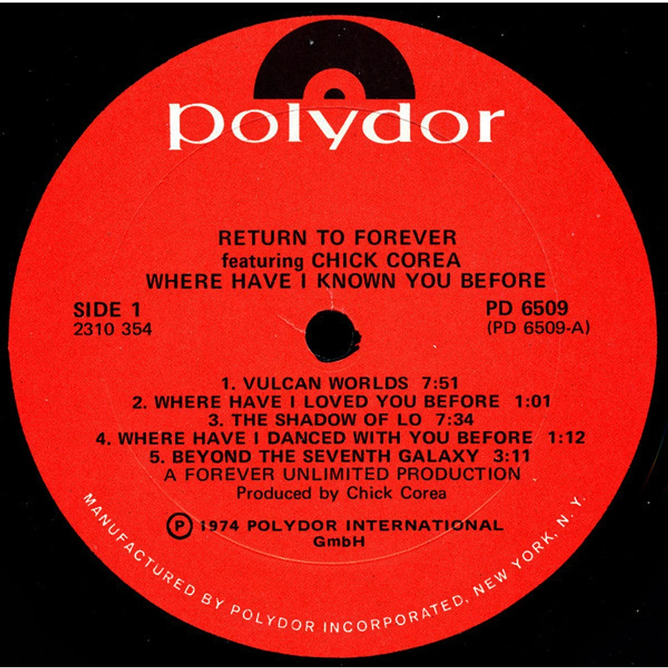 Return To Forever Featuring Chick Corea - Where Have I Known You Before