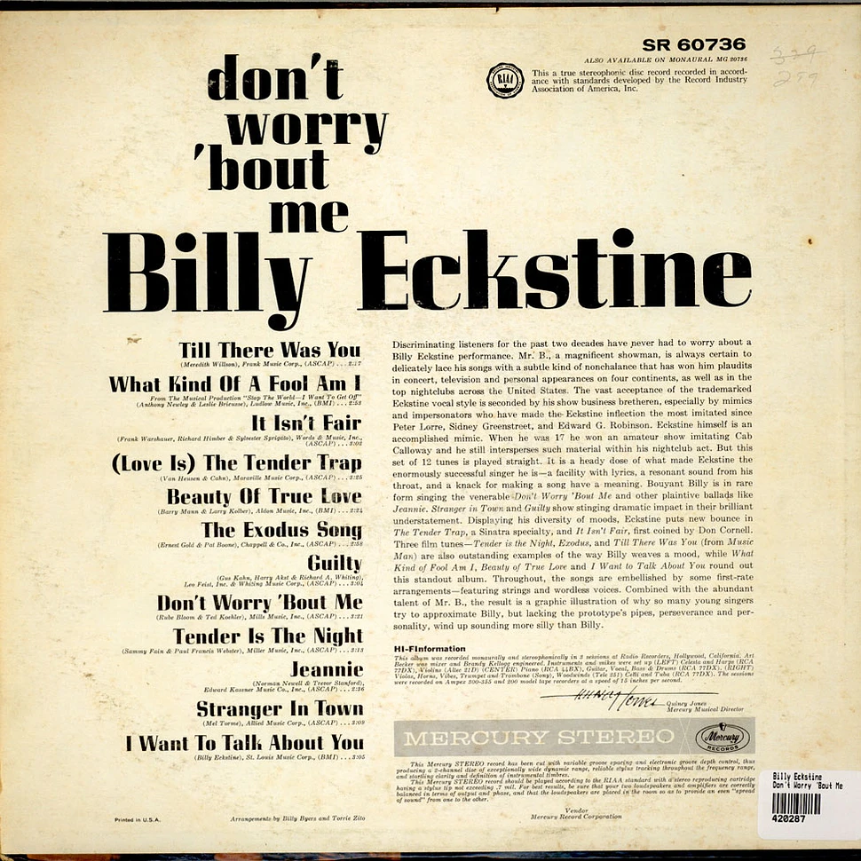 Billy Eckstine - Don't Worry 'Bout Me