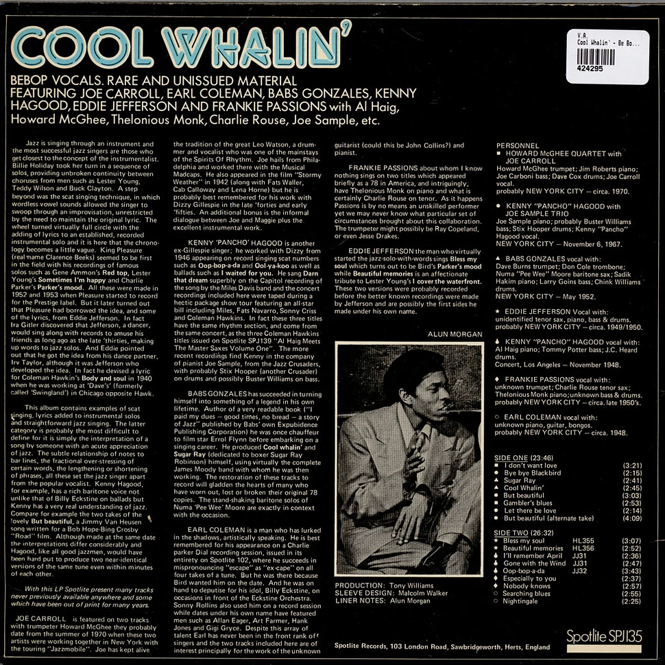 V.A. - Cool Whalin' - Be Bop Vocals, Rare And Unissued Material