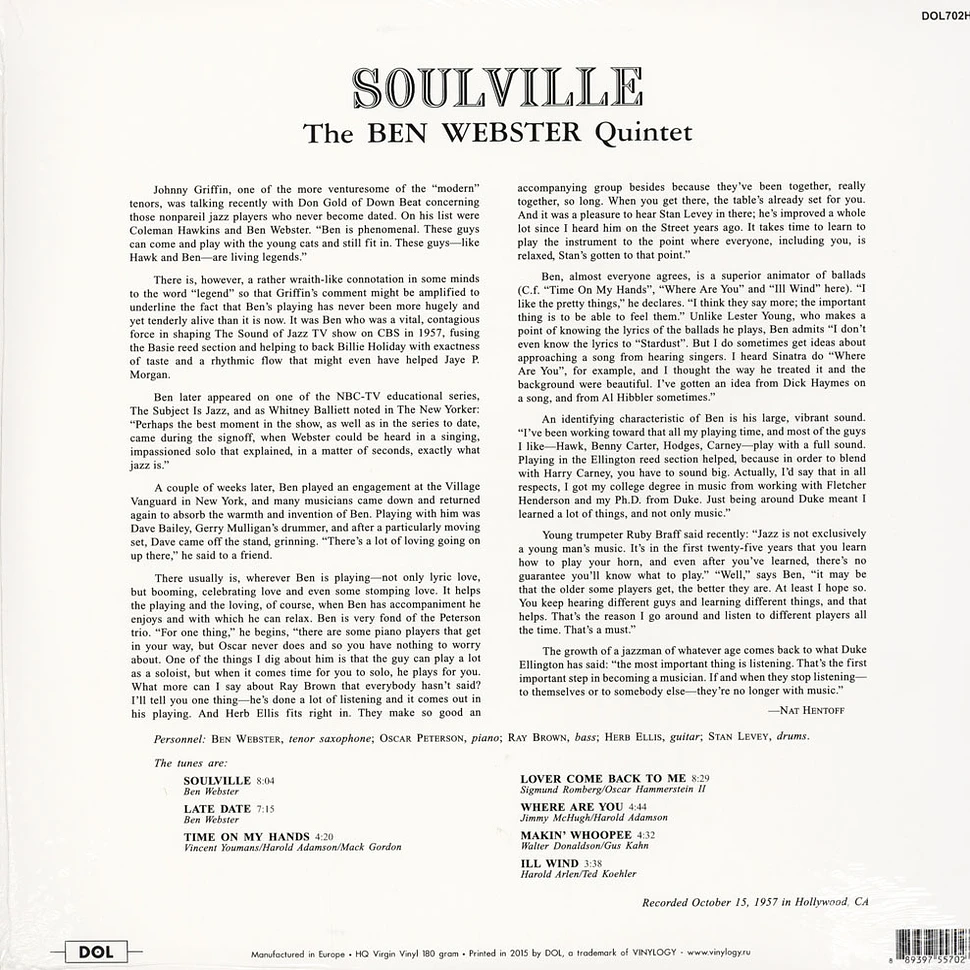 Ben Webster - Soulville 180g Vinyl Edition