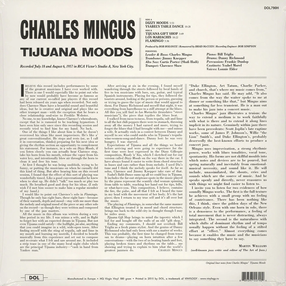 Charles Mingus - Tijuana Moods 180g Vinyl Edition