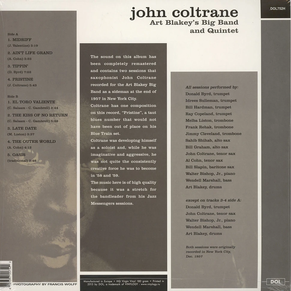 John Coltrane - Art Blakey's Big Band And Quintet 180g Vinyl Edition