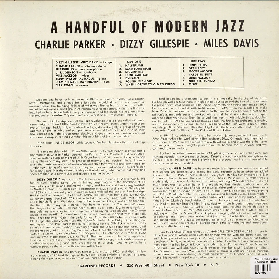 Charlie Parker, Dizzy Gillespie, Miles Davis - A Handful Of Modern Jazz