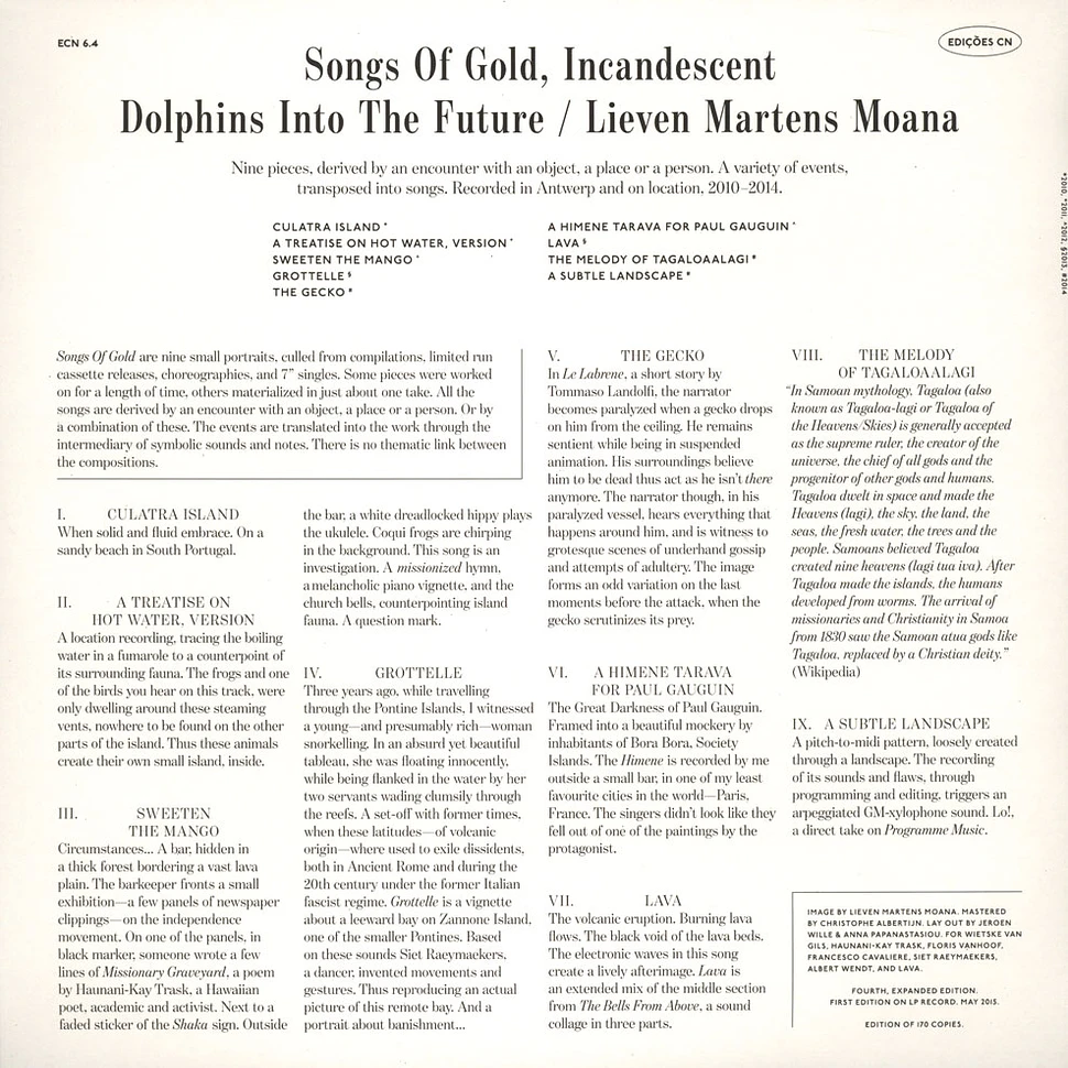 Dolphins Into The Future & Lieven Martens Moana - Songs Of Gold: Incandescent