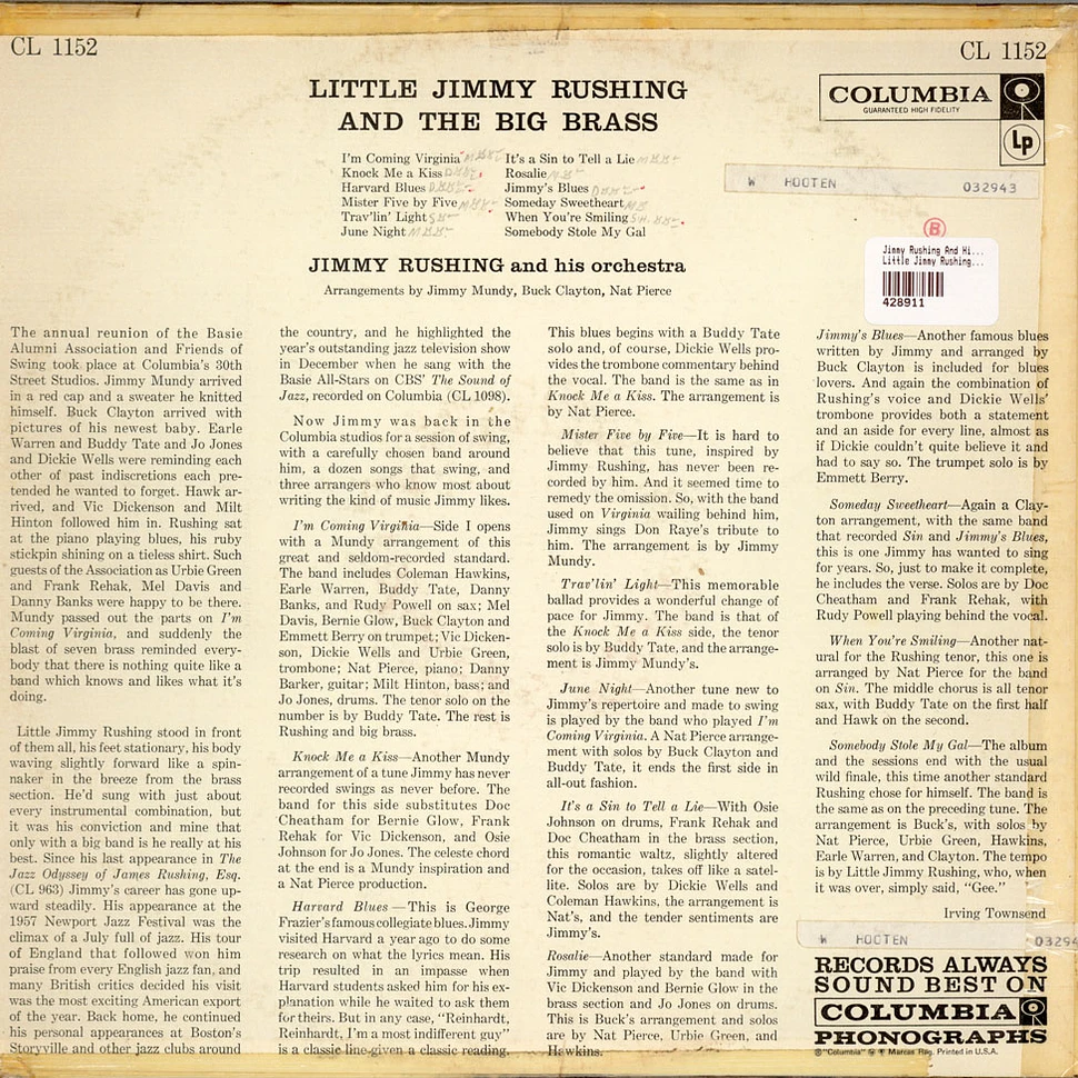 Jimmy Rushing And His Orchestra - Little Jimmy Rushing And The Big Brass