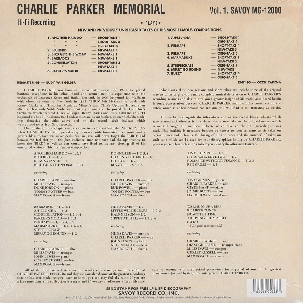 Charlie Parker All Stars - Charlie Parker Memorial 1