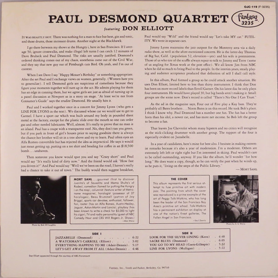 The Paul Desmond Quartet Featuring Don Elliott - The Paul Desmond Quartet Featuring Don Elliott