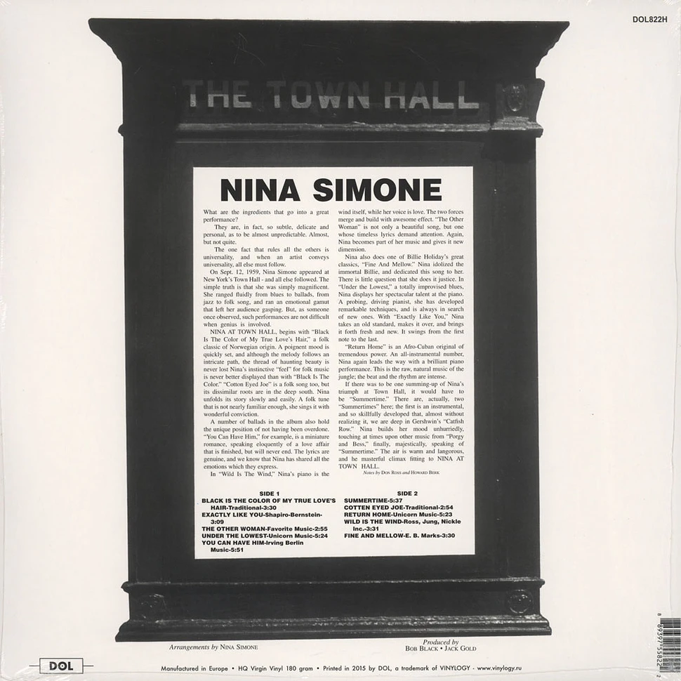 Nina Simone - At Town Hall 180g Vinyl Edition