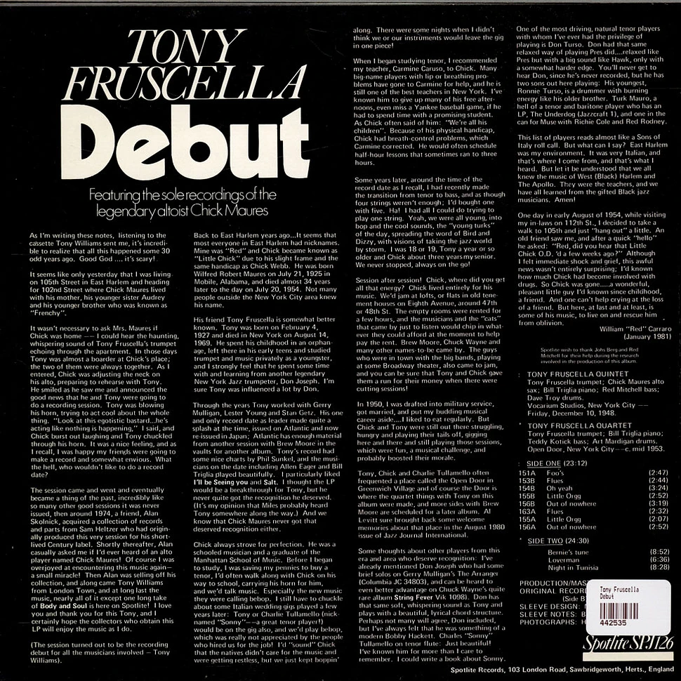 Tony Fruscella - Debut