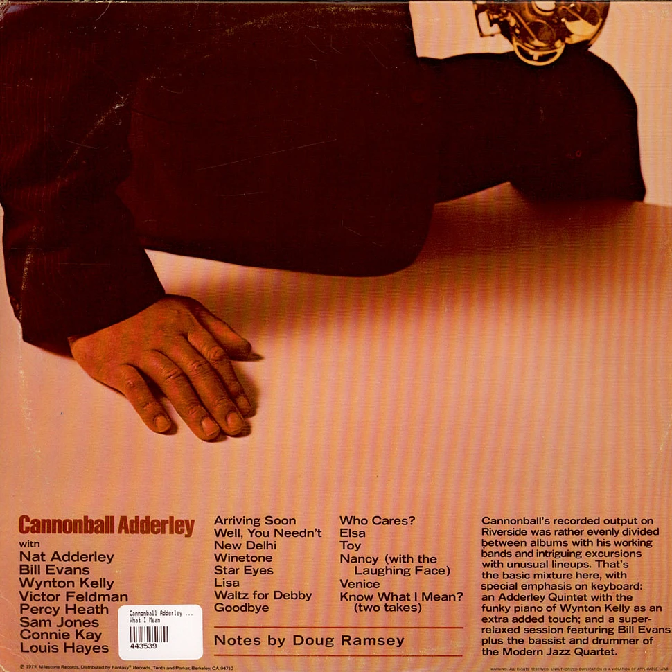Cannonball Adderley With Bill Evans And Wynton Kelly - What I Mean