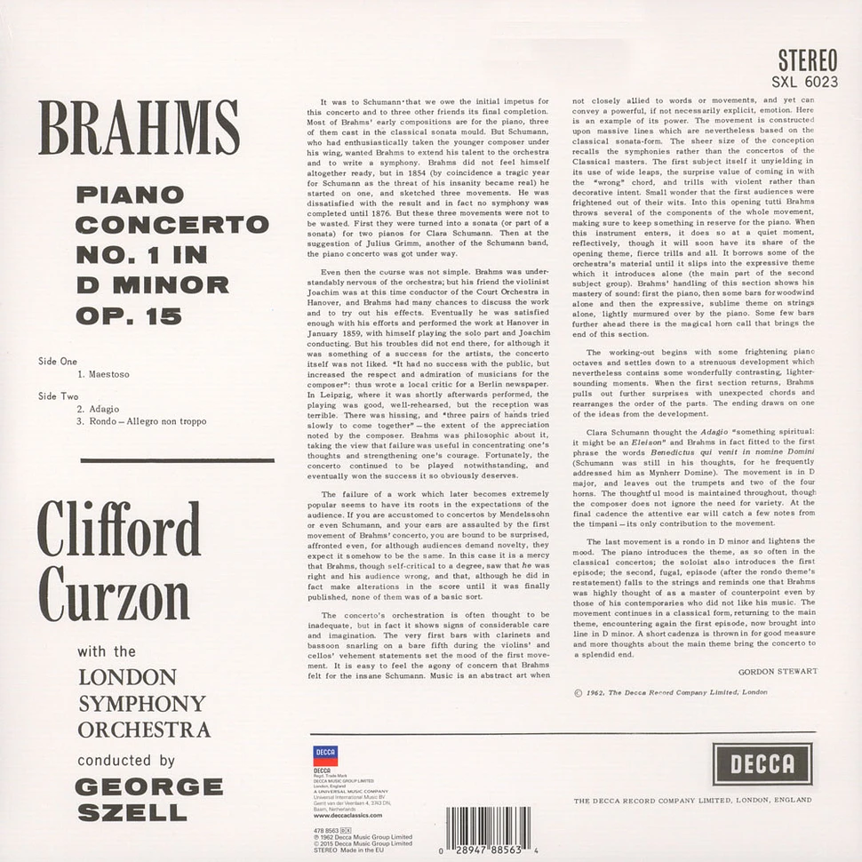 Curzon & Szell With The London Synphony Orchestra - Brahms: Klavierkonzert Nr. 1