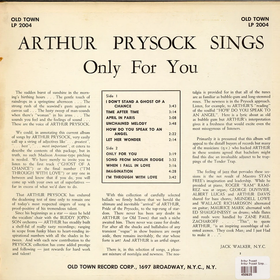 Arthur Prysock - Arthur Prysock Sings Only For You