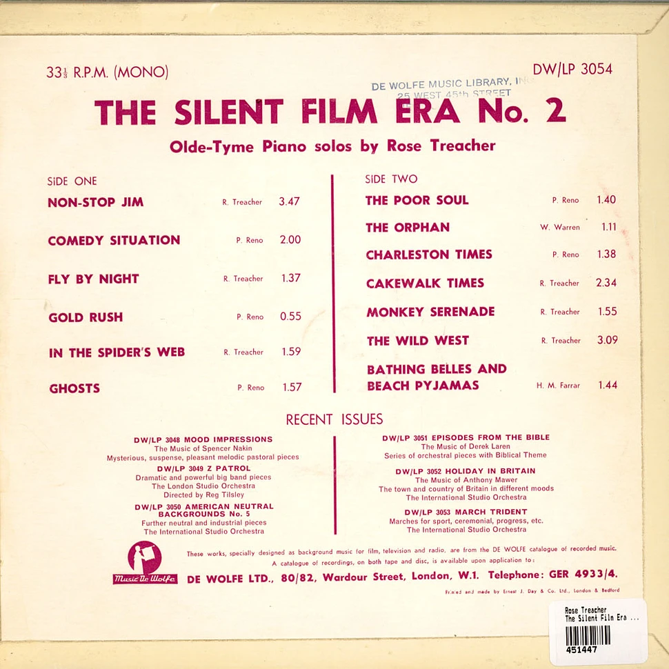 Rose Treacher - The Silent Film Era No. 2