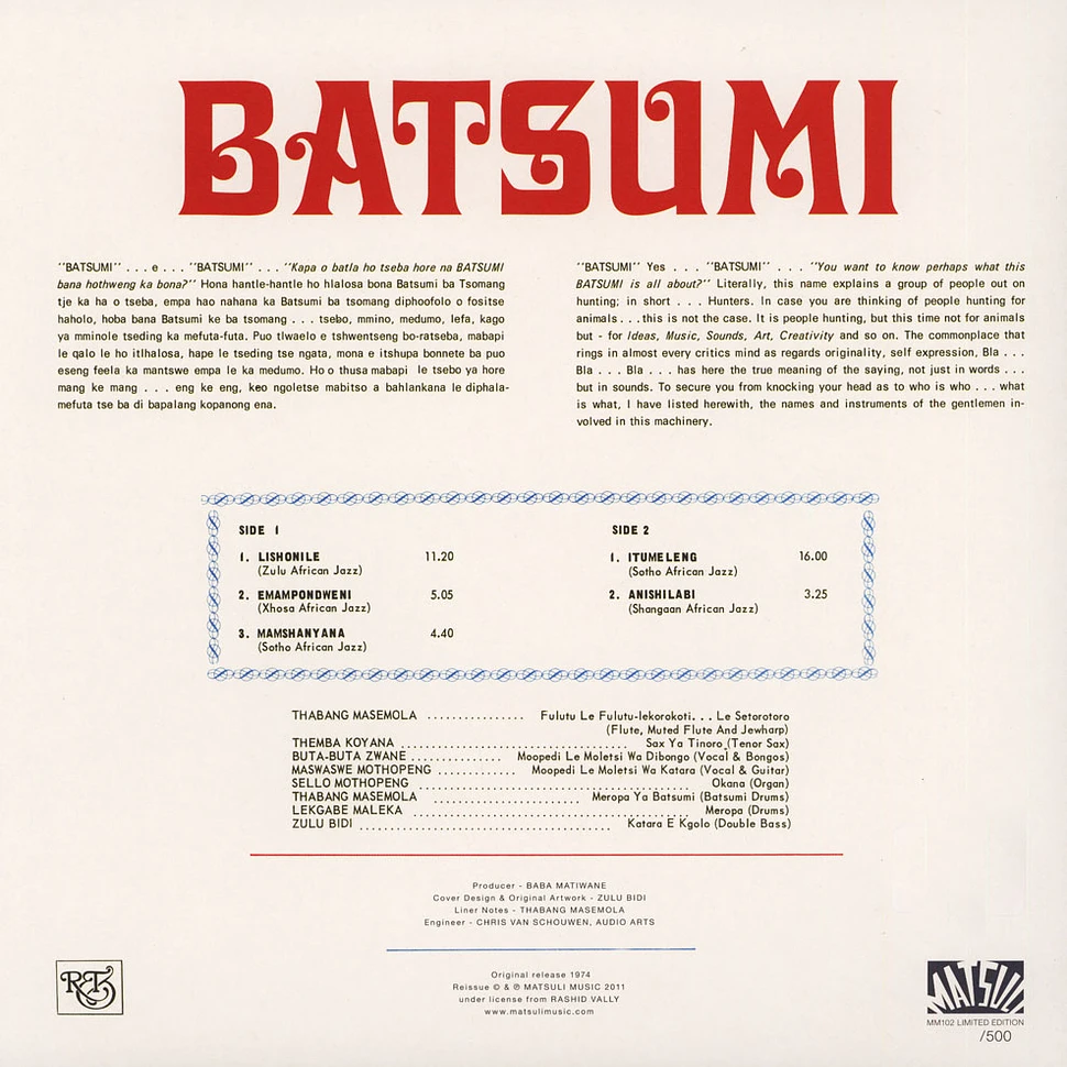 Batsumi - Batsumi Red Vinyl Edition