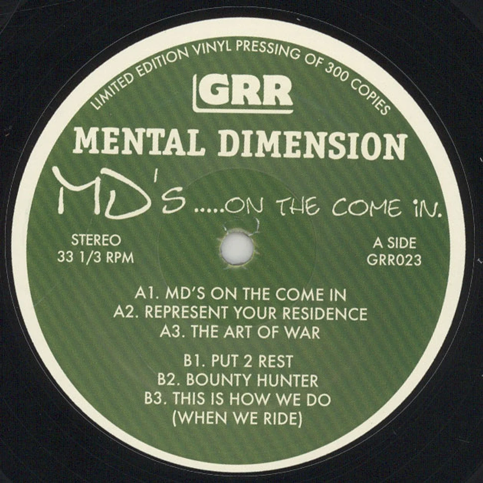 Mental Dimension - MD's... On The Come In Black Vinyl Edition