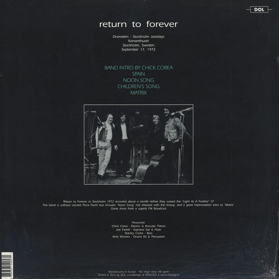 Return To Forever - Live At Konserthuset, Stockholm September 17, 1972 SWS-FM 180g Vinyl Edition