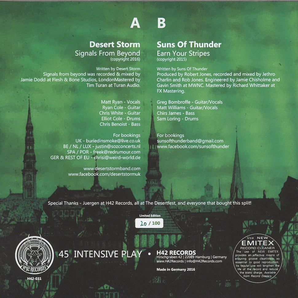 Desert Storm / Suns Of Thunder - Split 7" Green Vinyl Edition