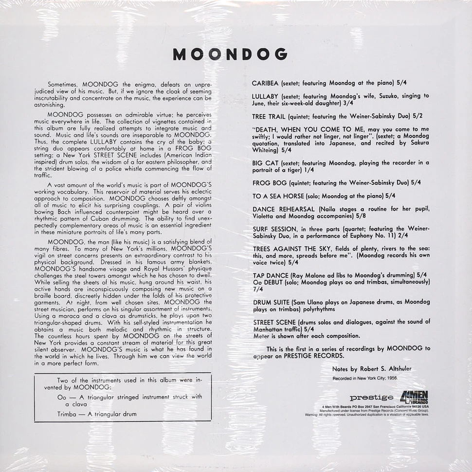 Moondog - Moondog Clear Vinyl Edition