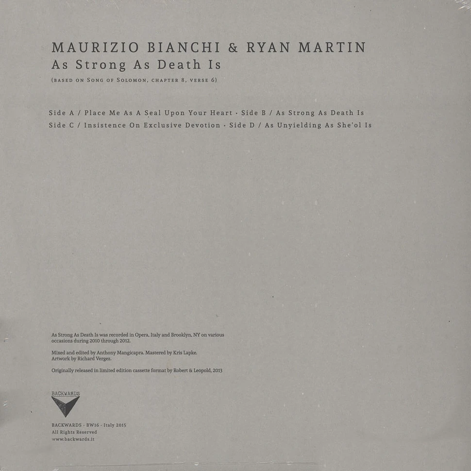 Maurizio Bianchi & Ryan Martin - As Strong As Death Is Black Vinyl Edition