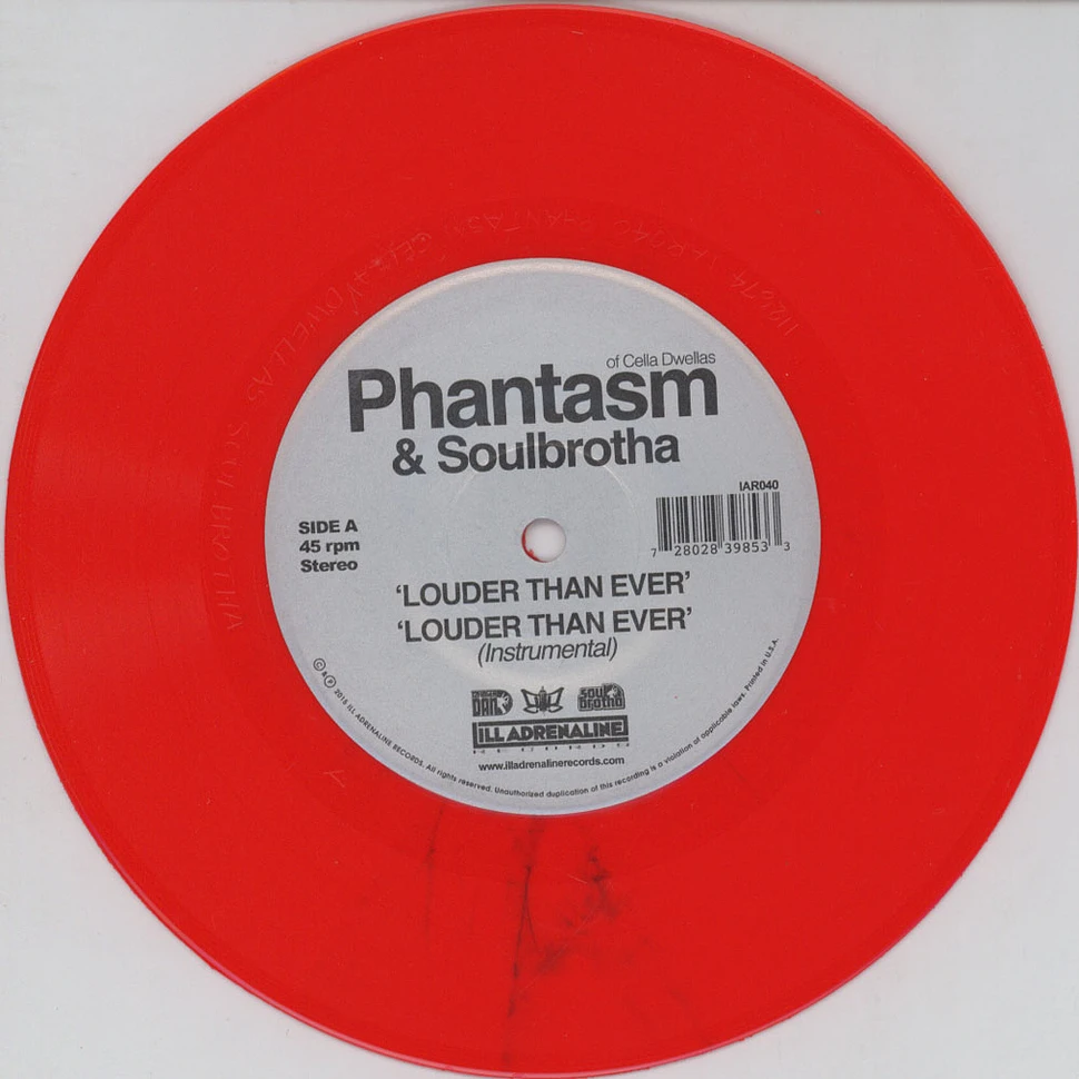 Phantasm (of Cella Dwellas) & Soulbrotha - Louder Than Ever / Louder Than Ever Brooklyn Remix Red Vinyl Edition