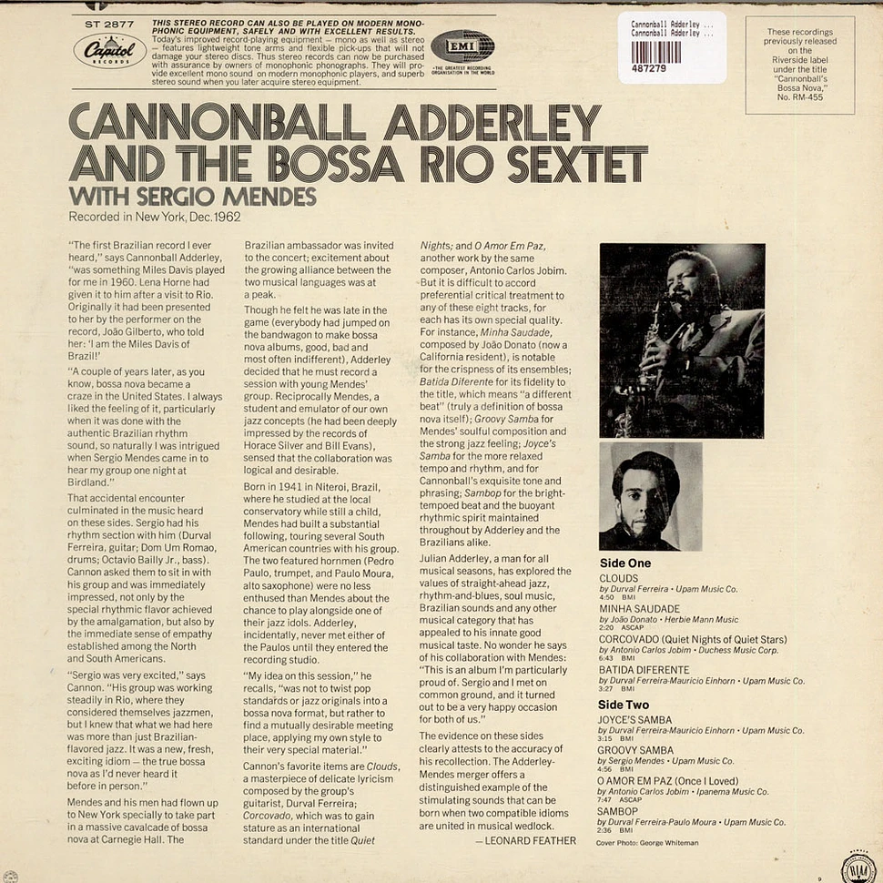 Cannonball Adderley And Bossa Rio With Sergio Mendes - Cannonball Adderley And The Bossa Rio Sextet With Sergio Mendes