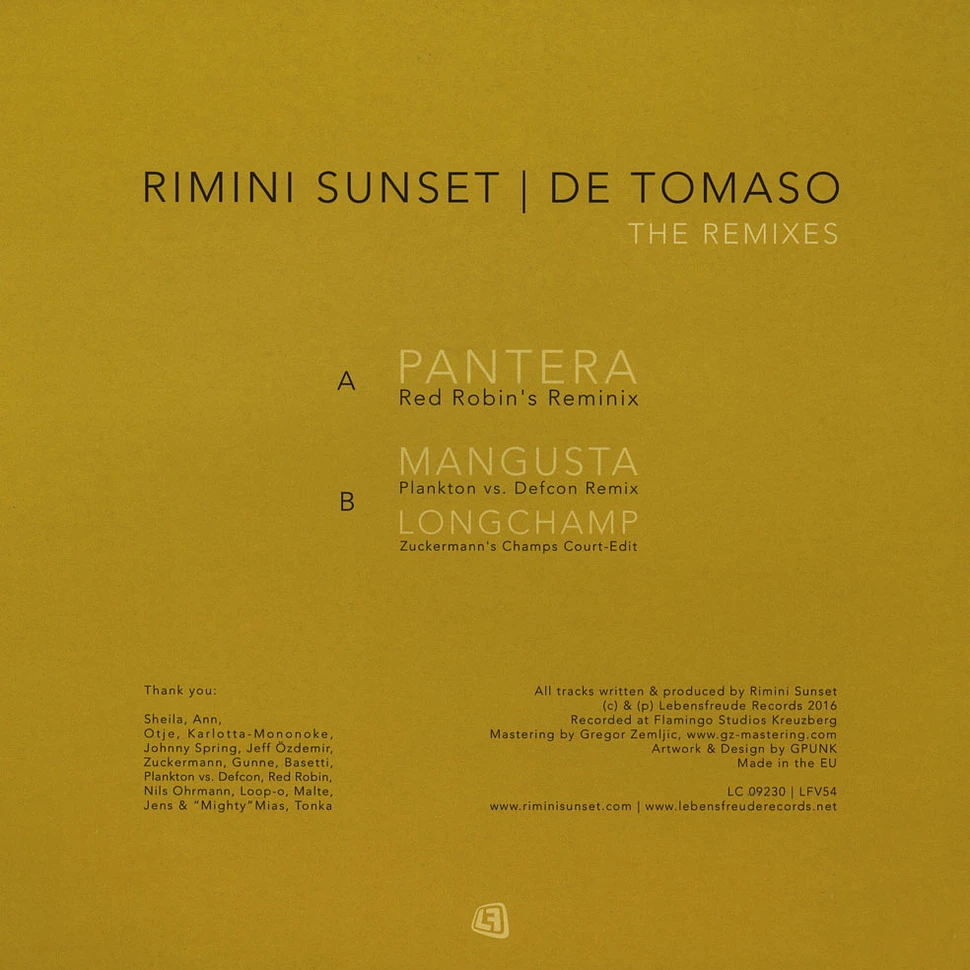 Rimini Sunset - De Tomaso Remixes