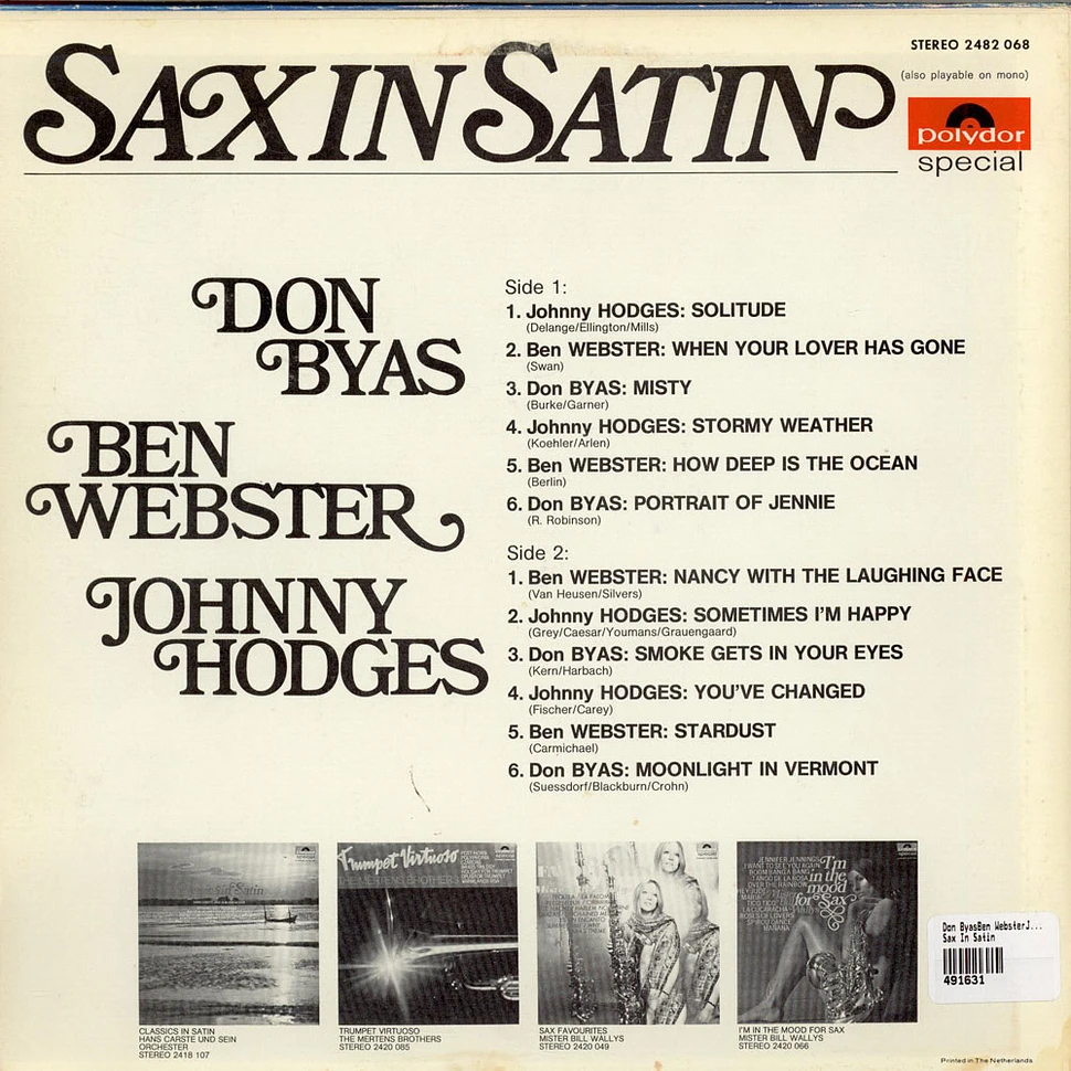 Don Byas, Ben Webster, Johnny Hodges - Sax In Satin