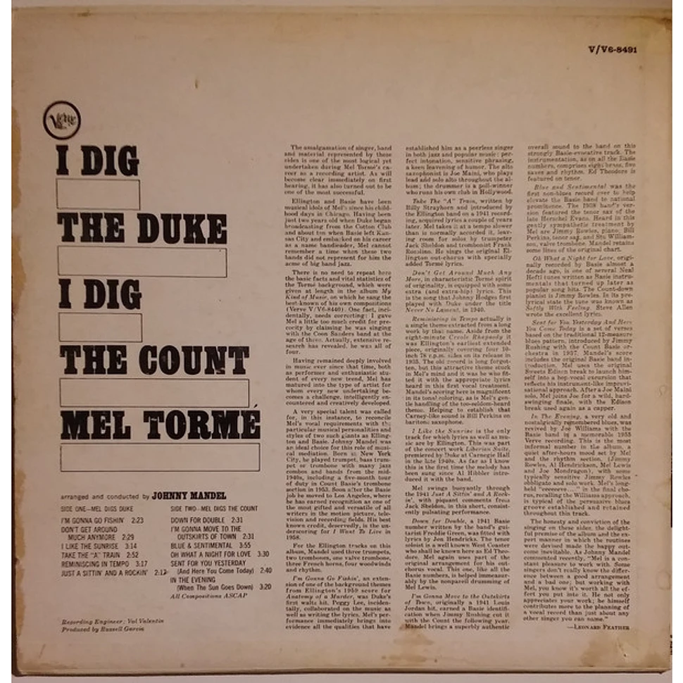 Mel Tormé - I Dig The Duke - I Dig The Count