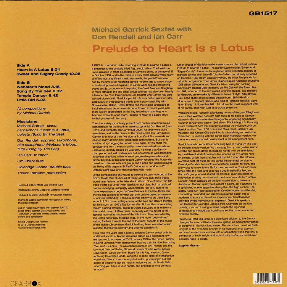 The Michael Garrick Sextet With Don Rendell And Ian Carr - Prelude To Heart Is A Lotus