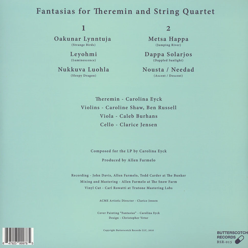 Carolina Eyck - Fantasias For Theremin And String Quartet