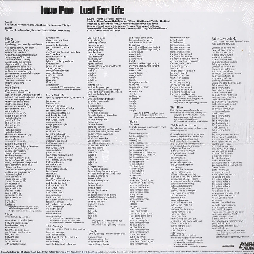 Iggy Pop - Lust For Life Yellow Vinyl Edition