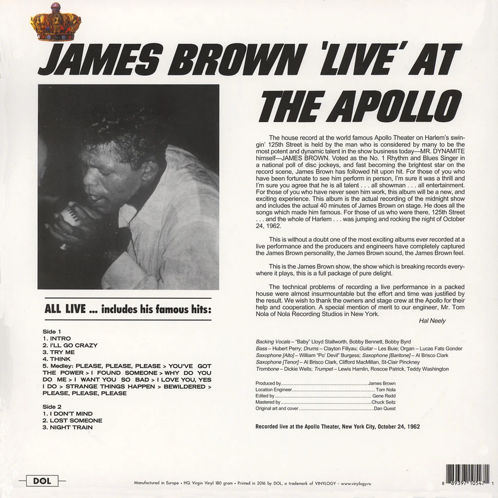 James Brown - Live At The Apollo Colored Vinyl Edition