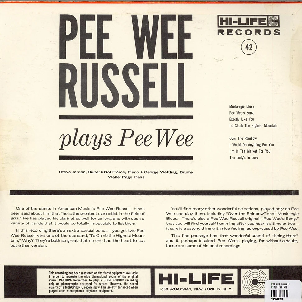 Pee Wee Russell - Plays Pee Wee