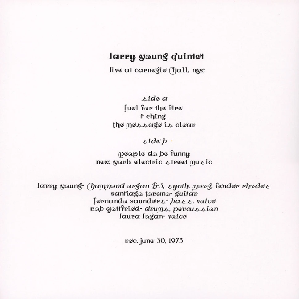 Larry Young Quintet - Live At Carnagie Hall, NYC Deluxe Edition