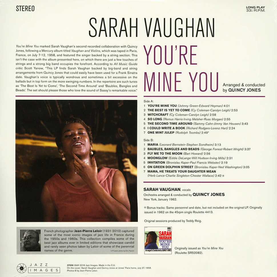 Sarah Vaughan & Quincy Jones - You're Mine You - Jean-Pierre Leloir Collection