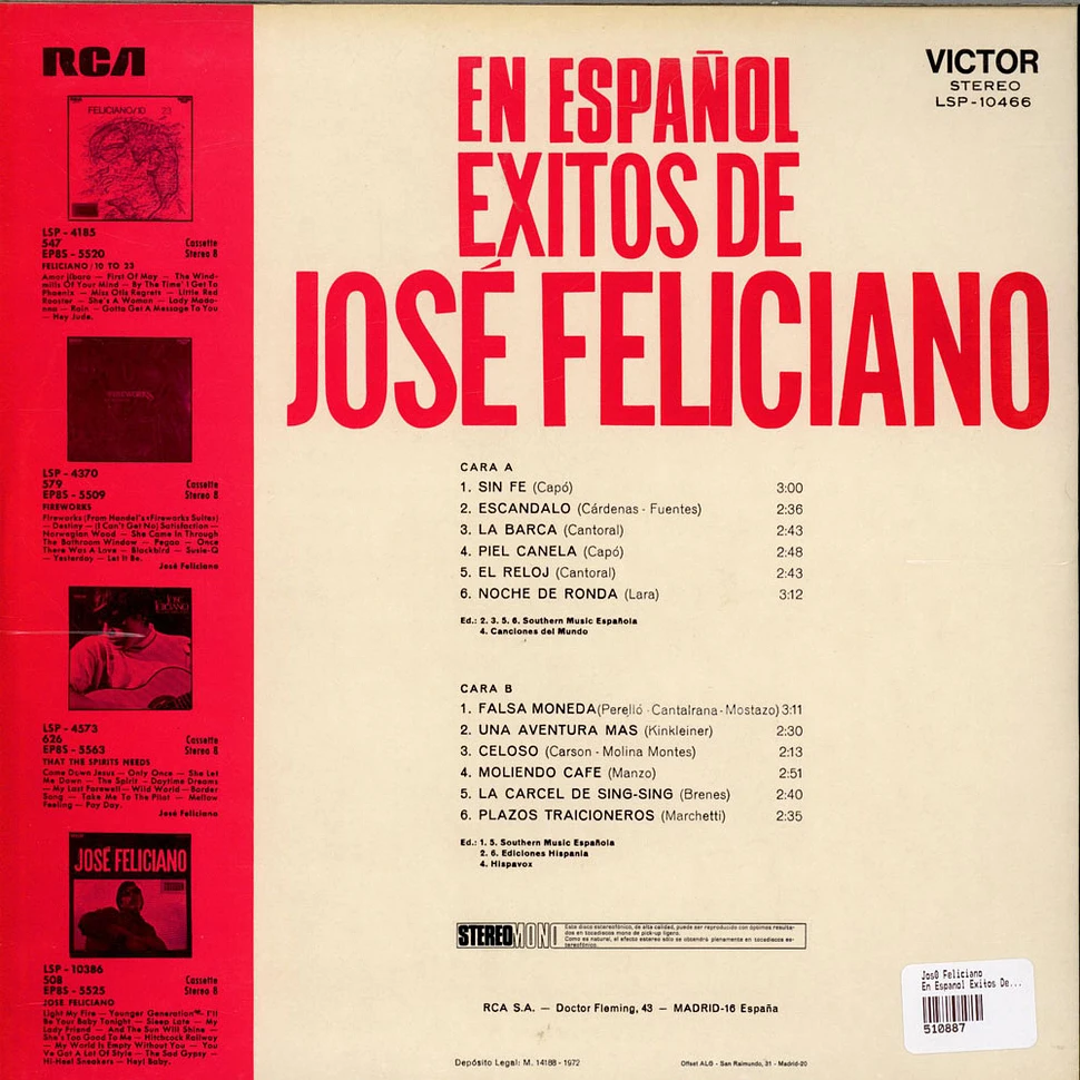 José Feliciano - En Espanol Exitos De José Feliciano