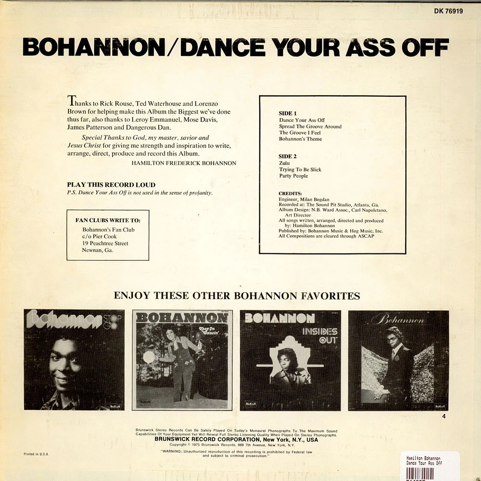 Hamilton Bohannon - Dance Your Ass Off