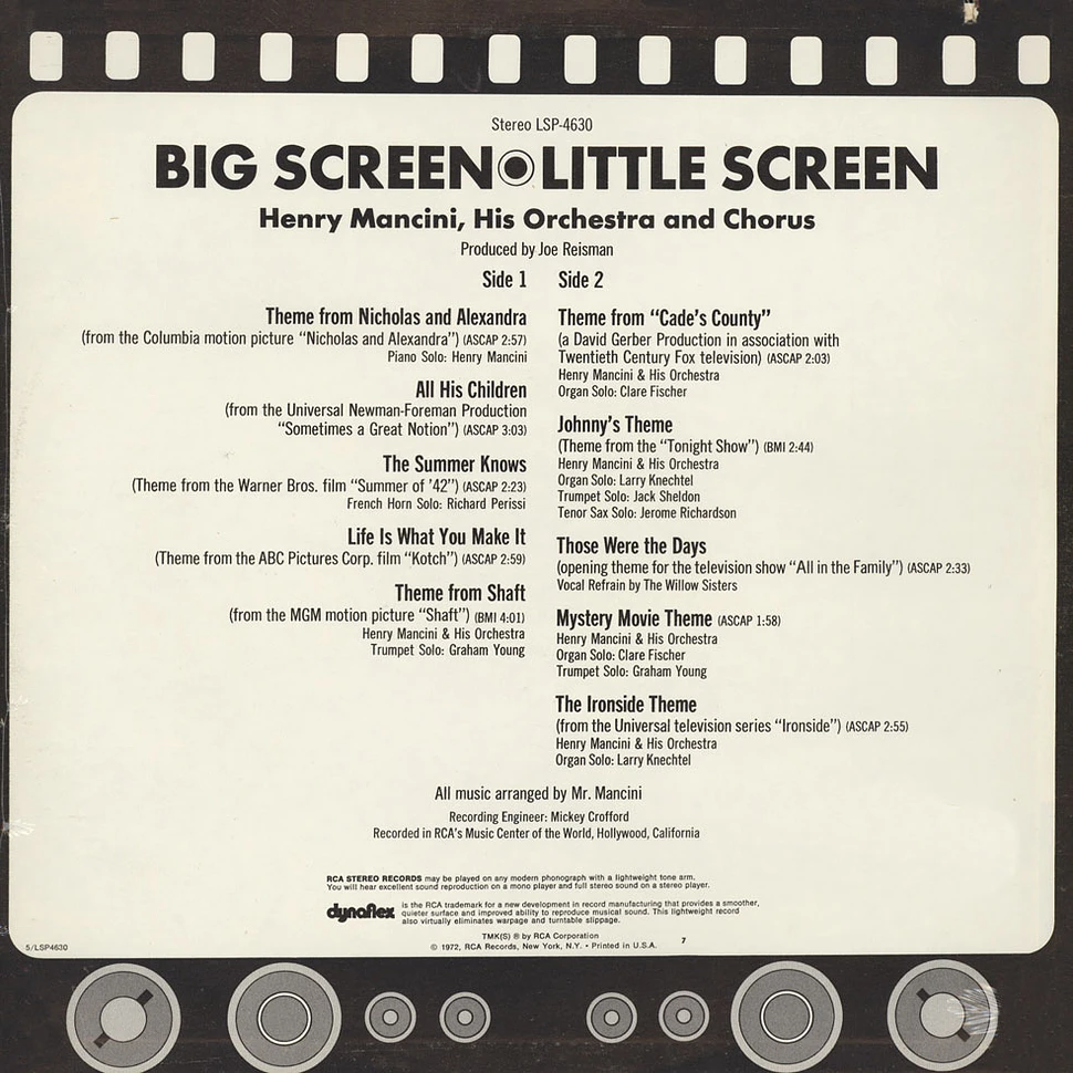 Henry Mancini And His Orchestra And Chorus - Big Screen - Little Screen